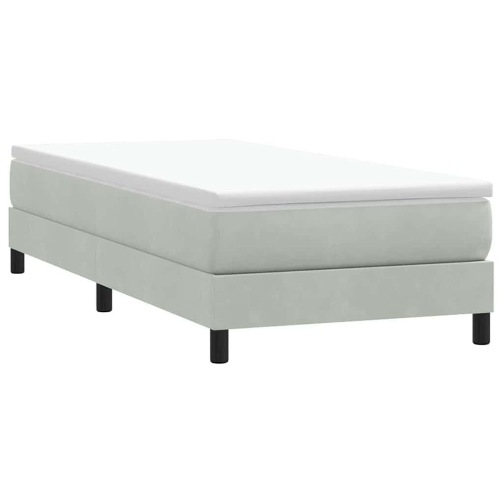 vidaXL Box Spring Bed without Mattress, Light Gray, 100 x 220 cm, Velvet