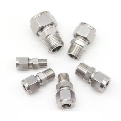 QMIQXIWS 304 Stainless Steel Double-Ferrule Compression Connector, 6/8/10/12 mm Tube to 1/8–1/2 in Male Pipe Fittings