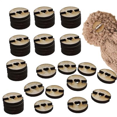 50 Wooden Pom-Pom Buttons for Hats and Beanies