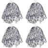 CREATCABIN 4-Piece Cheerleading Pom-Poms, Metallic Foil Poms with Baton Handles, 36 x 36 cm view 1