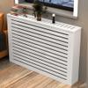White Wooden Radiator Cover with Vertical Slats, L90 x H100 x D20 cm view 1