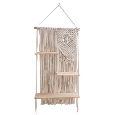 Macramé Wall Hanging Shelf, Decorative 3-Tier Storage