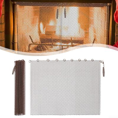 Fireplace Mesh Curtain, Heat- and Moisture-Resistant, Metal Spark Guard, 61 x 55.9 cm