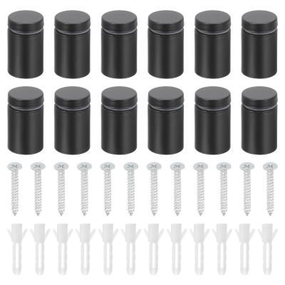 QUARKZMAN 12-Pack Stainless Steel Sign Standoff Screws, 3/4 x 1.18 in, Black