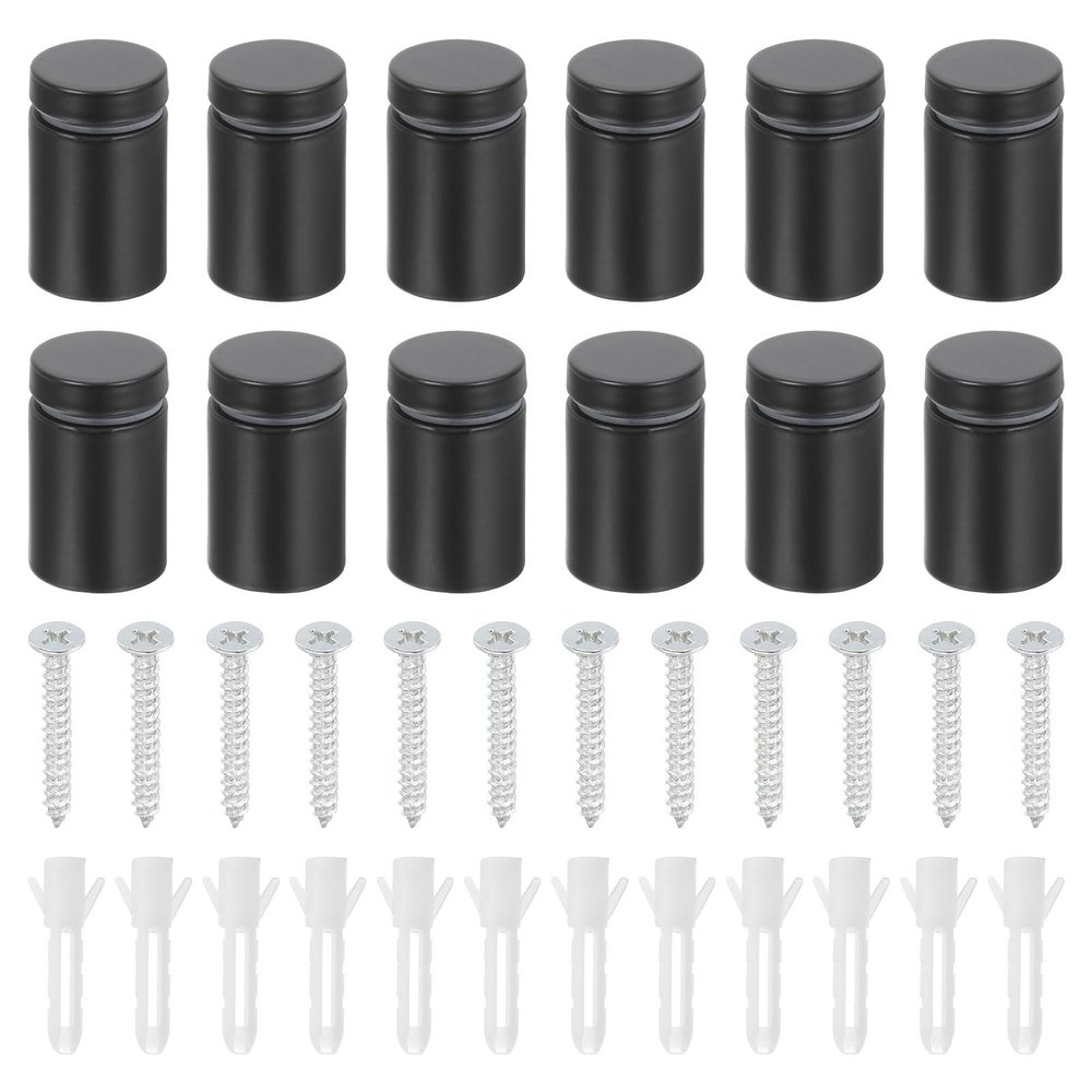 QUARKZMAN 12-Pack Stainless Steel Sign Standoff Screws, 3/4 x 1.18 in, Black
