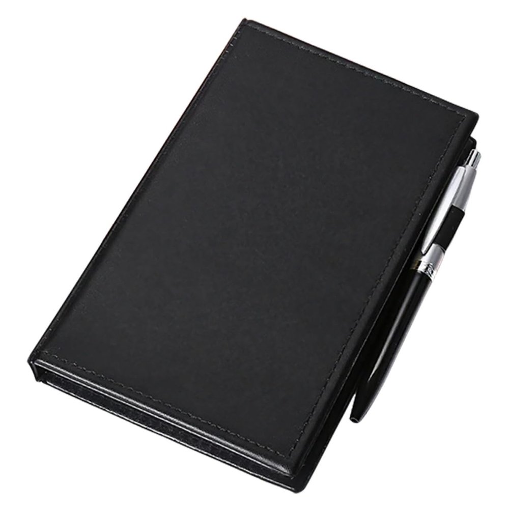 Sticky Note Pad Set with Index Tabs, PU Leather Cover, Black, Office