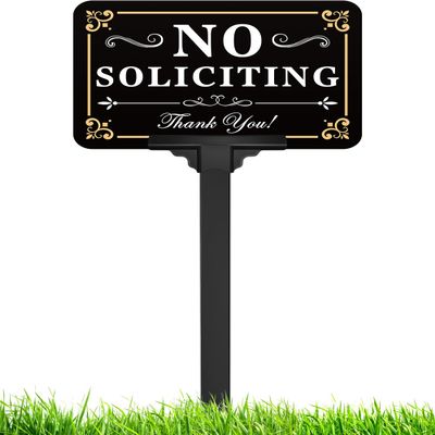 “No Soliciting” Sign for Home with Stake, 12 x 8 in / 37 in
