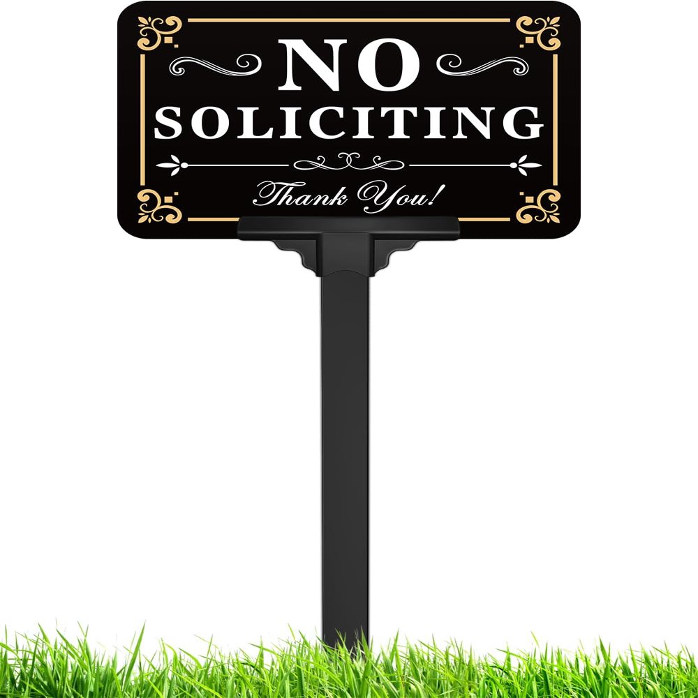 “No Soliciting” Sign for Home with Stake, 12 x 8 in / 37 in