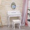KaBuea White Makeup Vanity Set with Mirror and Stool view 1