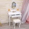 KaBuea White Makeup Vanity Set with Mirror and Stool view 3