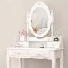 KaBuea White Makeup Vanity Set with Mirror and Stool view 4