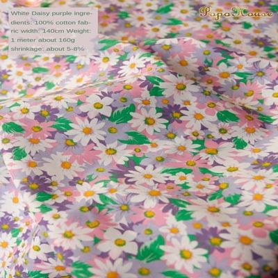 RhineCart Basics Floral Poplin Fabric for Sewing and DIY, 145 × 50 cm