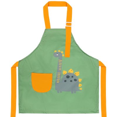 FenFang Kids Apron, Adjustable Waterproof Art and Cooking Apron, Green Dinosaur, L