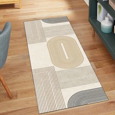QQrunner Abstract Hallway Runner Rug, Non-Slip, 100 x 550 cm