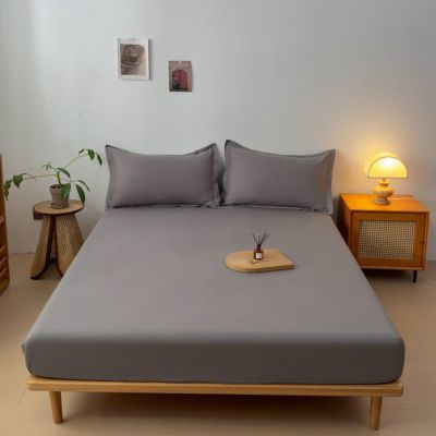 Lirzxin Gray Cotton Fitted Sheet for Box Spring Beds, 150 x 200 cm, Up to 10 cm Mattress Height