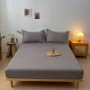 Lirzxin Gray Cotton Fitted Sheet for Box Spring Beds, 150 x 200 cm, Up to 10 cm Mattress Height view 1