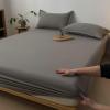 Lirzxin Gray Cotton Fitted Sheet for Box Spring Beds, 150 x 200 cm, Up to 10 cm Mattress Height view 2