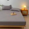 Lirzxin Gray Cotton Fitted Sheet for Box Spring Beds, 150 x 200 cm, Up to 10 cm Mattress Height view 3