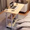 JIAOCKJIAO Height-Adjustable Desk, Manual Standing Computer Desk with 3 Storage Levels and Removable Wheels, Natural, 31.4 in/80 cm view 1