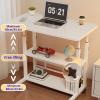 JIAOCKJIAO Height-Adjustable Desk, Manual Standing Computer Desk with 3 Storage Levels and Removable Wheels, Natural, 31.4 in/80 cm view 2