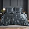 RUIKASI Satin Bedding Set 135 x 200 cm, 4-Piece, Gray, with Zippers view 1