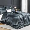 RUIKASI Satin Bedding Set 135 x 200 cm, 4-Piece, Gray, with Zippers view 2