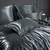 RUIKASI Satin Bedding Set 135 x 200 cm, 4-Piece, Gray, with Zippers view 3