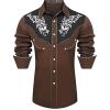 Duohropke Men's Cowboy Shirt, Totem Print, Cotton Slim-Fit Button-Down view 1