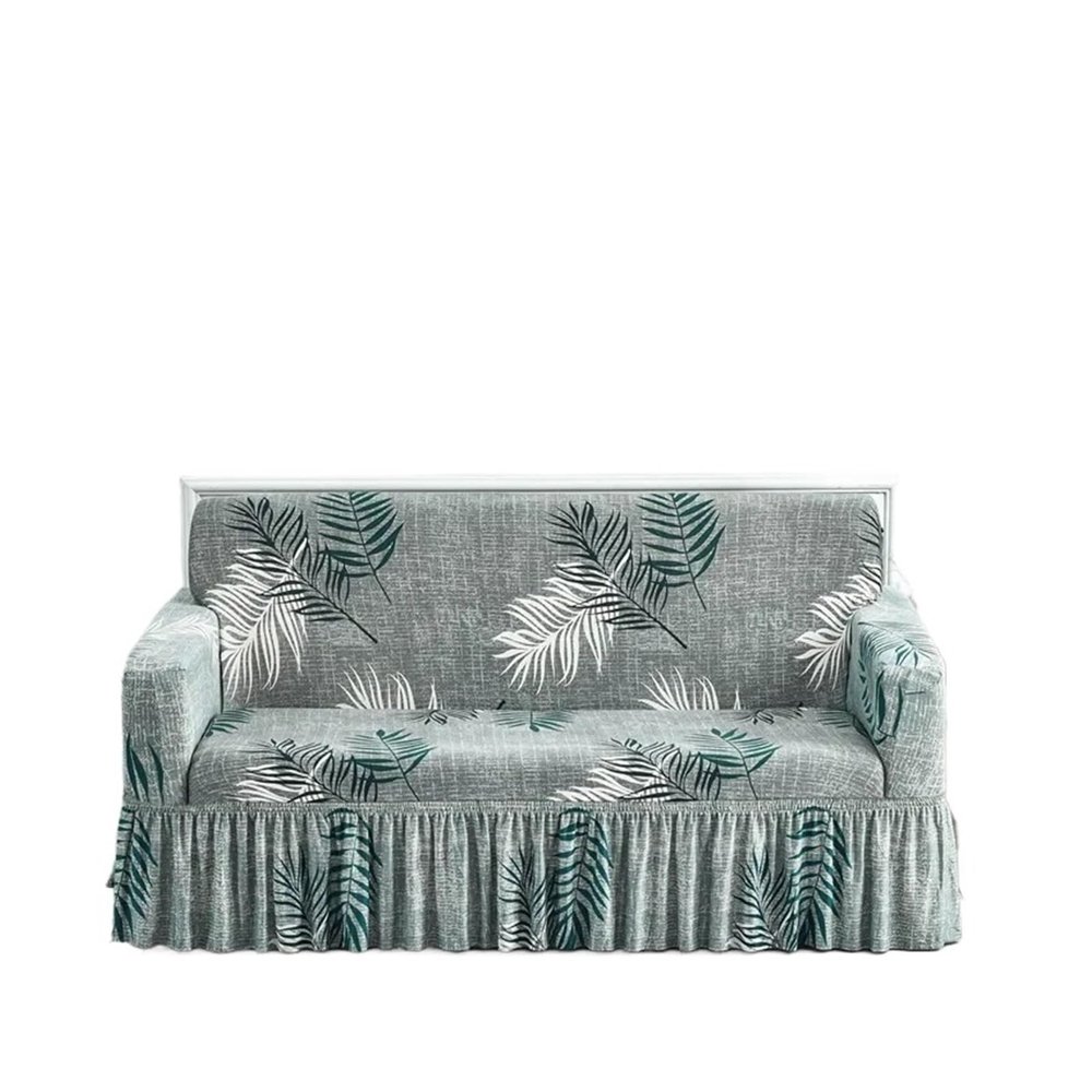 LHSJYG Floral Sofa Cover Without Armrests with Skirt, Washable Furniture Protector, Color 12, Large (190–230 cm)