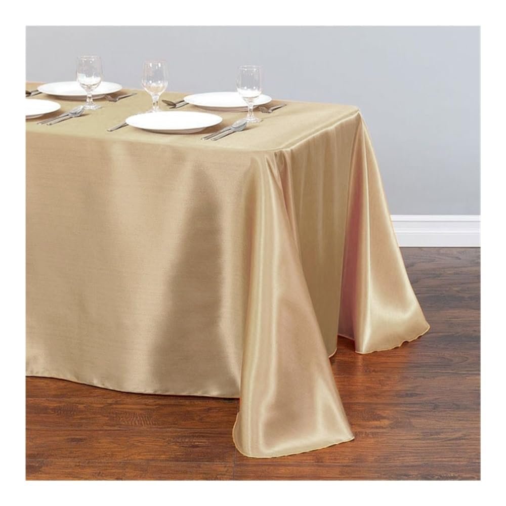 UYFRD Satin Tablecloth, Rectangular Hotel Banquet Tablecloth for Weddings, Festivals and Parties, Home Decor, Champagne, 145 x 220 cm