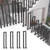 Black Square Side-Mounted Wrought Iron Railing for Indoor and Outdoor Use view 1