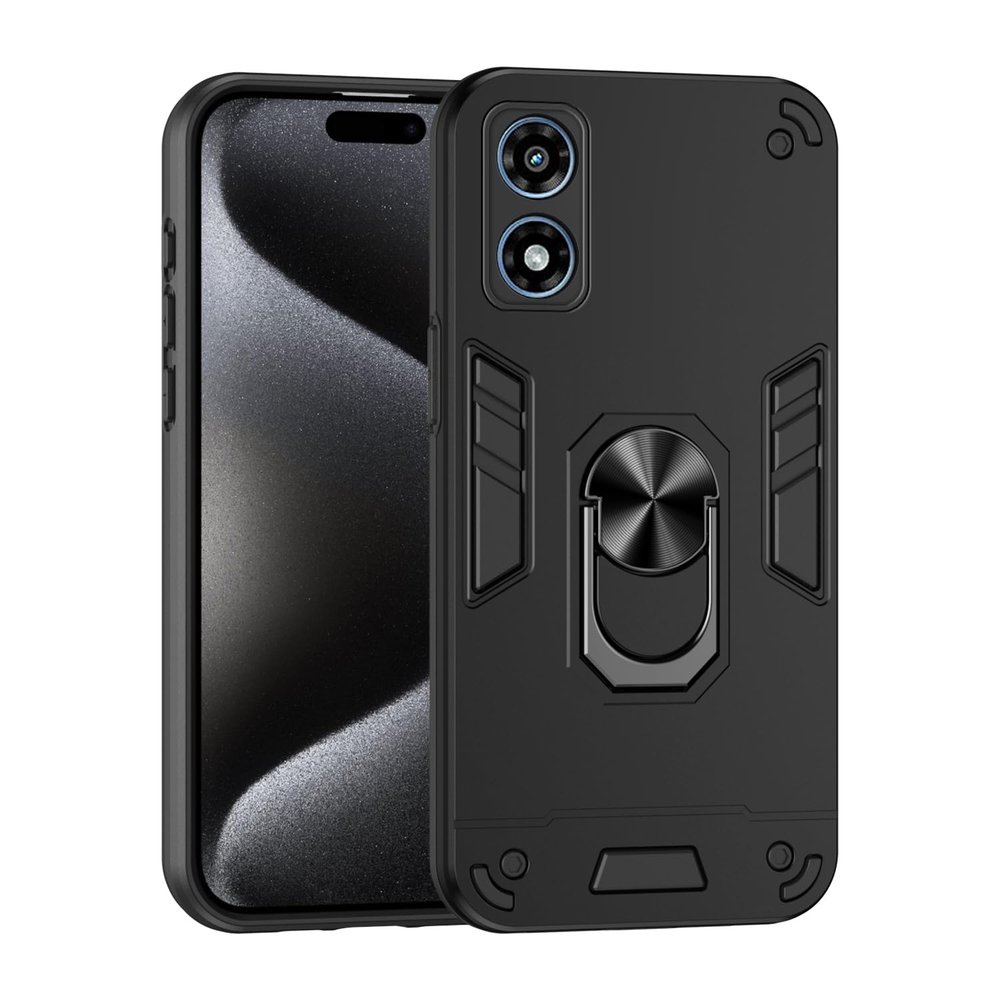 Jiajihua Case Compatible with Moto G 5G (2024) and Moto G Play 5G 2024 (Not 4G), Magnetic Car Mount Kickstand, Hard PC + TPU, 2-in-1, Black