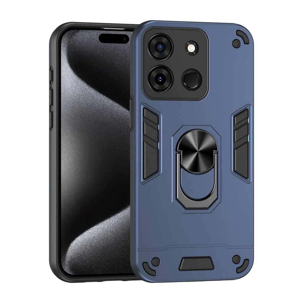 Jiajihua Case for Infinix Smart 7 Plus, Smart 7 (India) and Smart 7 HD, Magnetic Car Mount Kickstand, Hard PC + TPU, Blue