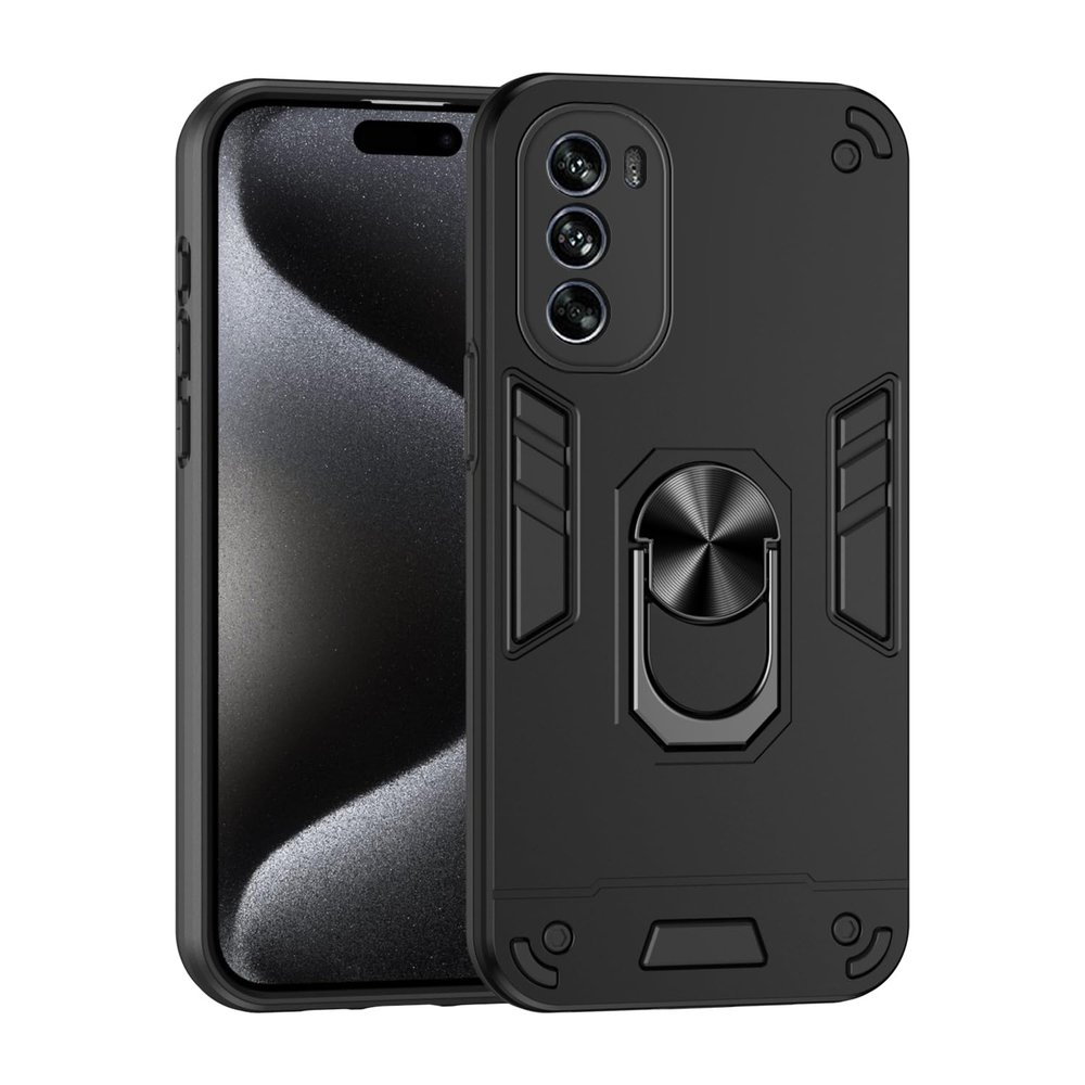 Jiajihua Case Compatible with Moto G62 5G, 2-in-1 Magnetic Car Mount Stand, Black