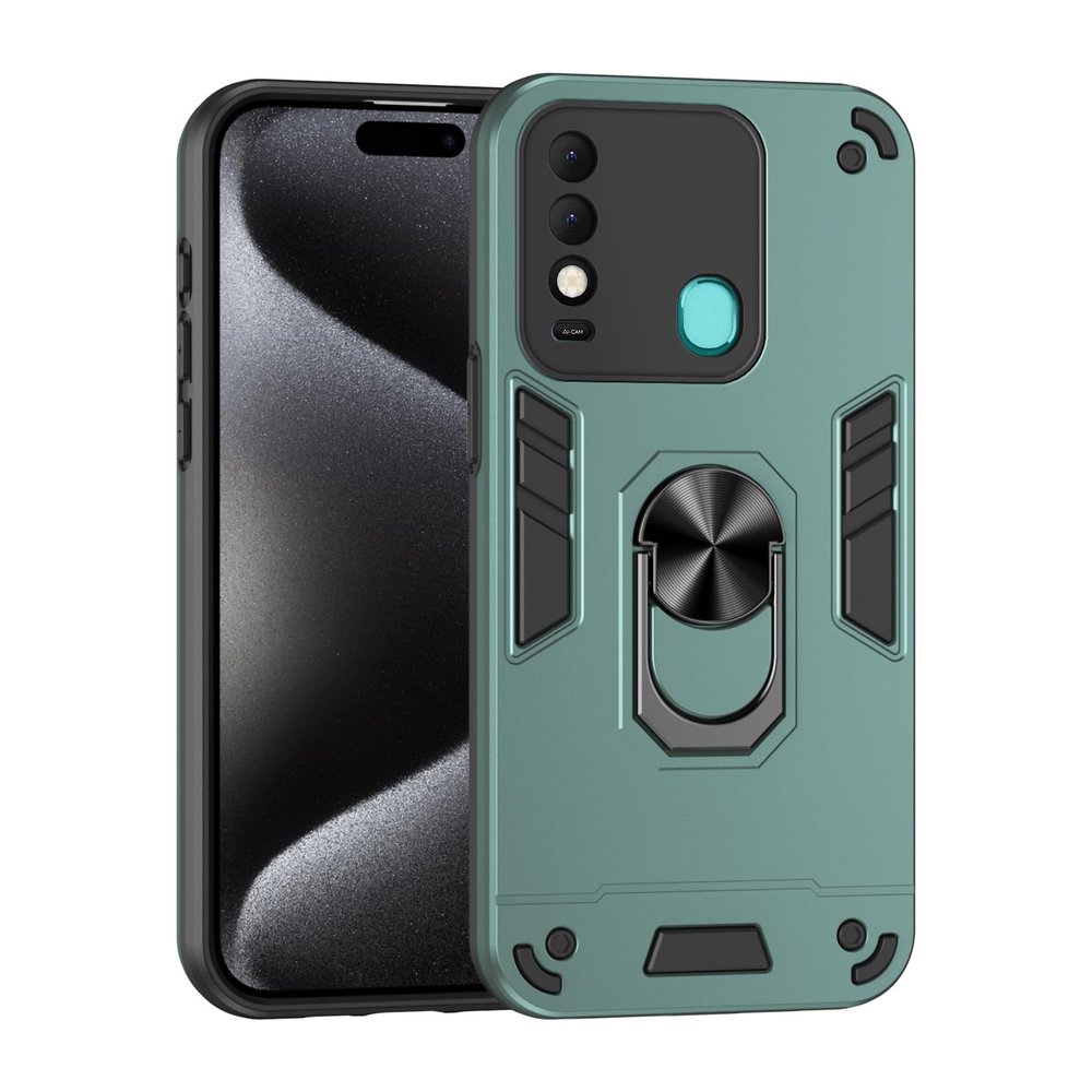 Jiajihua Case Compatible with Tecno Spark 8T 4G KG6p, Magnetic Car Mount Stand, 2-in-1, Hard PC+TPU, Green