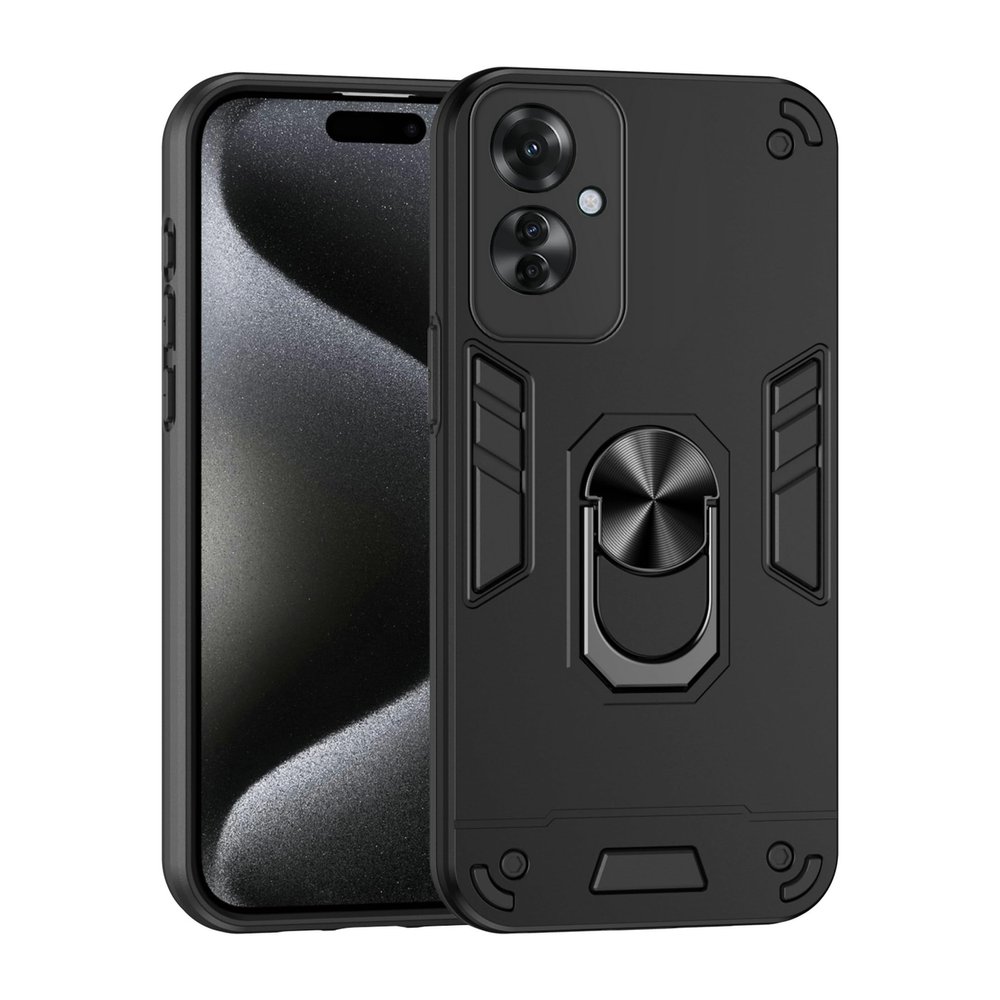 Lucyliy Case for Oppo Reno11 F 5G with Tempered Glass Screen Protector, Black