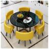 SFSLBFB 7-Piece Dining Table Set for 6, 6 PU Leather Chairs, Metal Frame, 120 x 120 x 75 cm view 1