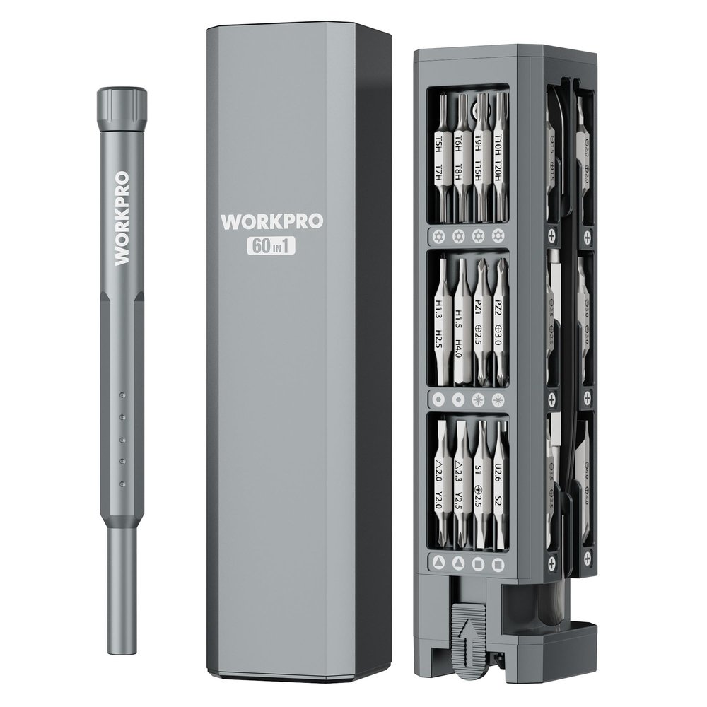 WORKPRO 60-in-1 Precision Screwdriver Set with Cr-V Bits and Magnetic Storage Box