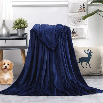 GAIFNAG Plush Sherpa Blanket, 50 x 150 cm, 230 GSM Flannel, Extra Soft, Washable, Solid Dark Blue