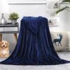 GAIFNAG Plush Sherpa Blanket, 50 x 150 cm, 230 GSM Flannel, Extra Soft, Washable, Solid Dark Blue view 1
