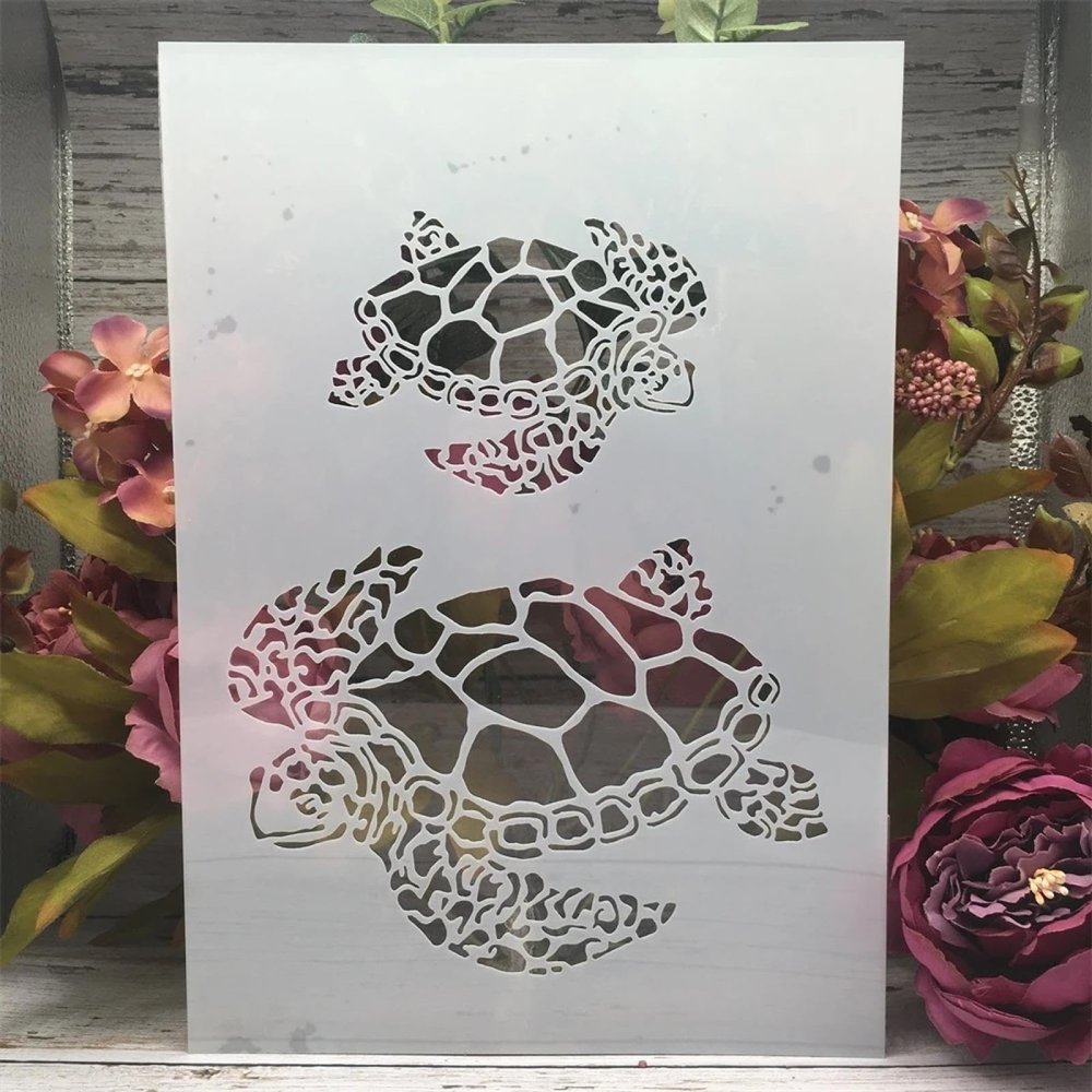 A4 Sea Turtle Painting Stencil, 29 cm, Reusable Plastic
