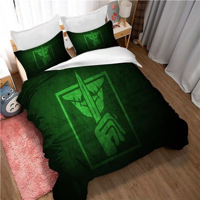 Pure Cotton Bed Valance Set with Tom Clancy's Rainbow Six Siege Design, Thick Bed Sheet and Quilt, 3-Piece Bedding Set (TCRSS 04, 200 x 200 cm)