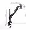 RUNZE765Z TV Wall Mount, Adjustable Single Monitor Arm, up to 35 in, 22.0 lb, Clamp and Grommet view 2