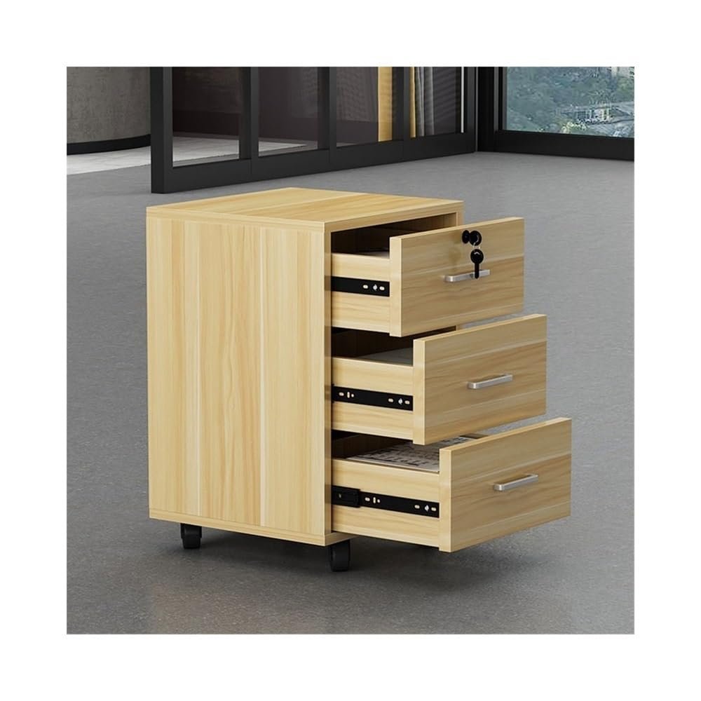 Modern Filing Cabinet with Lock and Casters