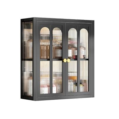 Bathroom Wall Cabinet with Suction Cups, No-Drill Installation, Black, 40 x 14 x 54 cm