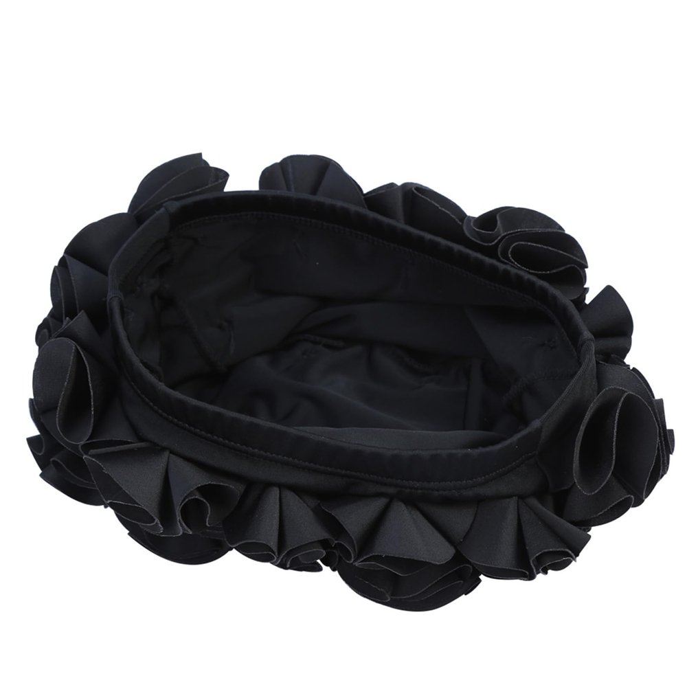 Juroupi Flower Swim Cap for Women with Long Hair, Black