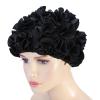 Juroupi Flower Swim Cap for Women with Long Hair, Black view 2
