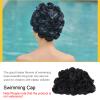 Juroupi Flower Swim Cap for Women with Long Hair, Black view 4