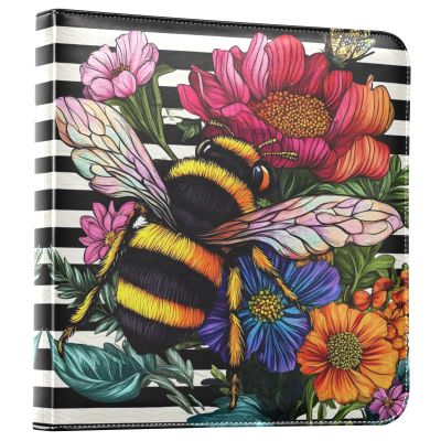 Self-Adhesive Photo Album, 3-Ring Scrapbook Memory Album, Black and White Stripes, Vintage