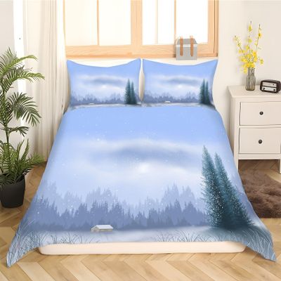 YZQGLHP 200 x 200 cm Landscape Squirrel Bedding Set with Duvet Cover and 2 Pillowcases, Soft Microfiber, 3-Piece Set with Zipper